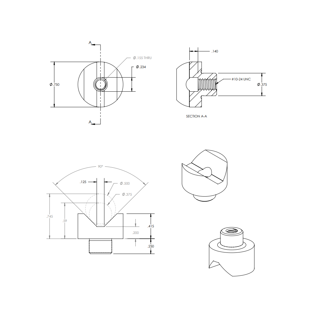 Bal-tec VEE塊圓柱形柱式安裝V型塊計(jì)量校準(zhǔn)使用0.375" (3/8") VB-375-C