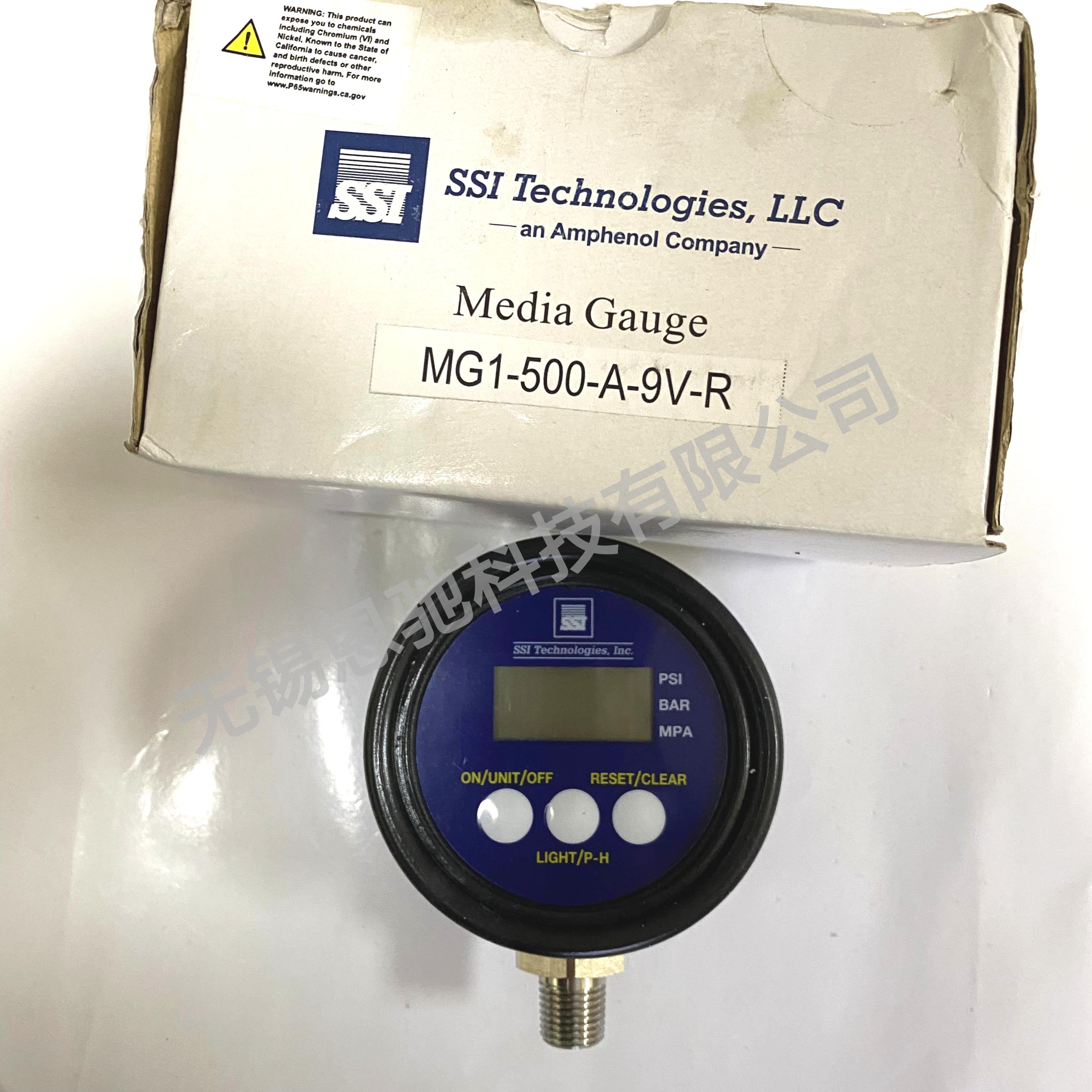 Amphenol/SSI Tech數(shù)字壓力表MG1-500-A-9V-R 0-500psi 1/4i